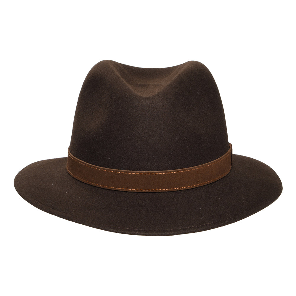 Borsalino Knautschbarer Safari Fedora aus Haarfilz - Braun