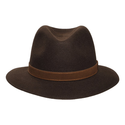 Borsalino Knautschbarer Safari Fedora aus Haarfilz - Braun
