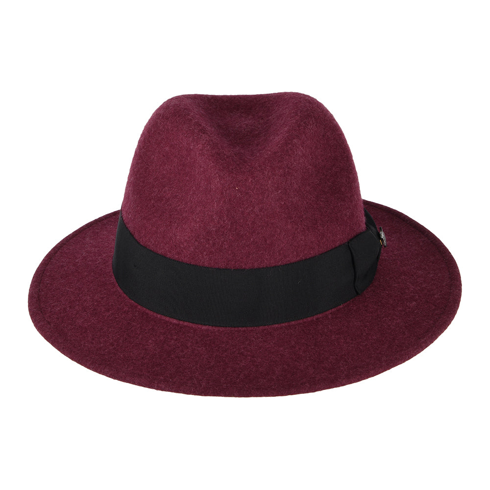 Failsworth Boston Wasserabweisender Fedora Hut Heather aus Wollfilz - Merlot