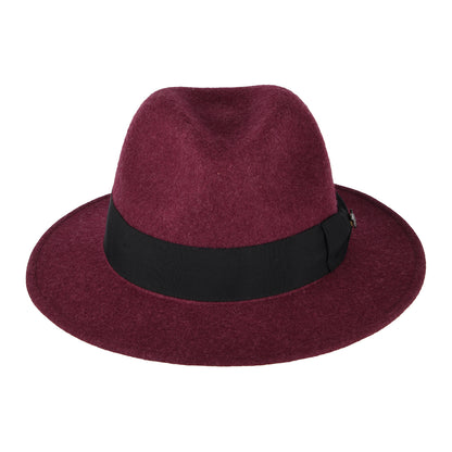 Failsworth Boston Wasserabweisender Fedora Hut Heather aus Wollfilz - Merlot