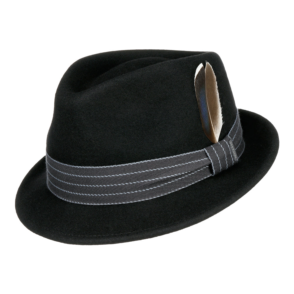 Stetson Norborne Knautschbarer Wasserabweisende Trilby Hut aus Wollfilz - Schwarz