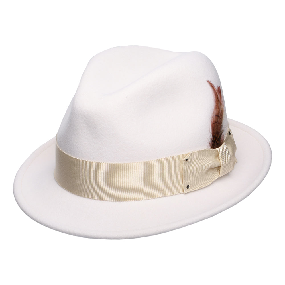 Bailey Tino II Knautschbarer Wasserabweisende Trilby Hut aus Wollfilz - Cremeweiß