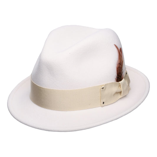 Bailey Tino II Knautschbarer Wasserabweisende Trilby Hut aus Wollfilz - Cremeweiß