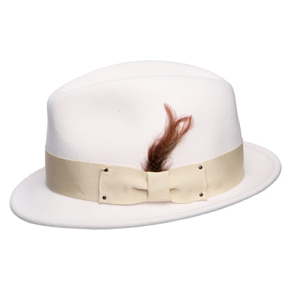 Bailey Tino II Knautschbarer Wasserabweisende Trilby Hut aus Wollfilz - Cremeweiß