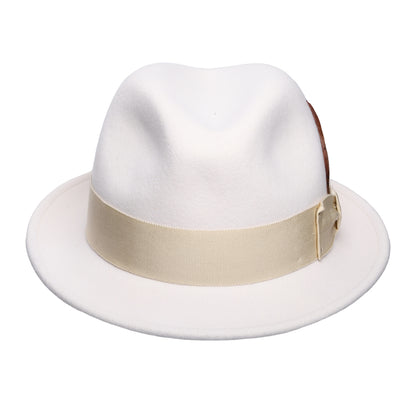 Bailey Tino II Knautschbarer Wasserabweisende Trilby Hut aus Wollfilz - Cremeweiß