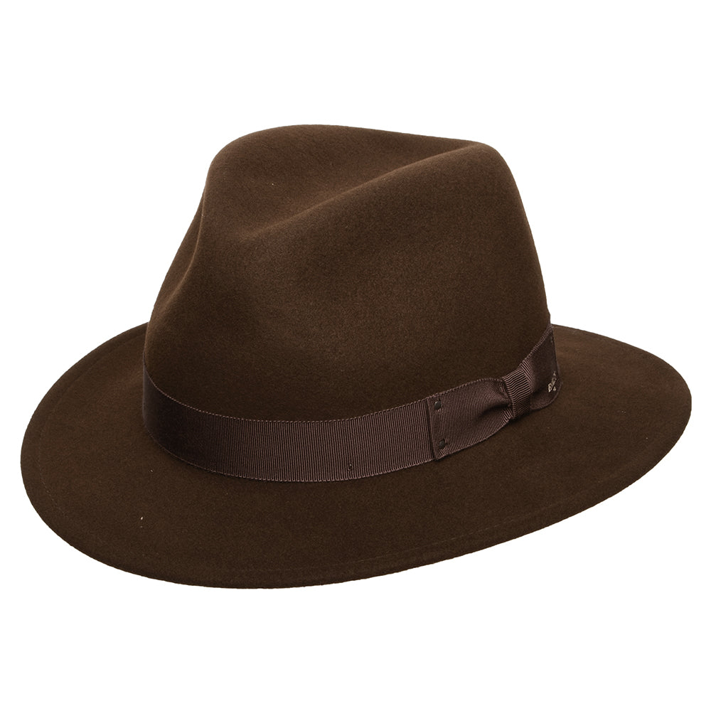 Bailey Curtis Knautschbarer Wasserabweisende Fedora Hut aus Wollfilz - Braun