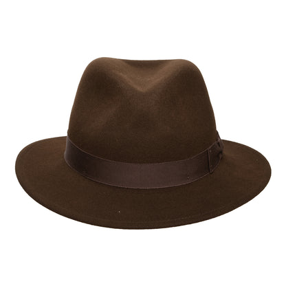 Bailey Curtis Knautschbarer Wasserabweisende Fedora Hut aus Wollfilz - Braun