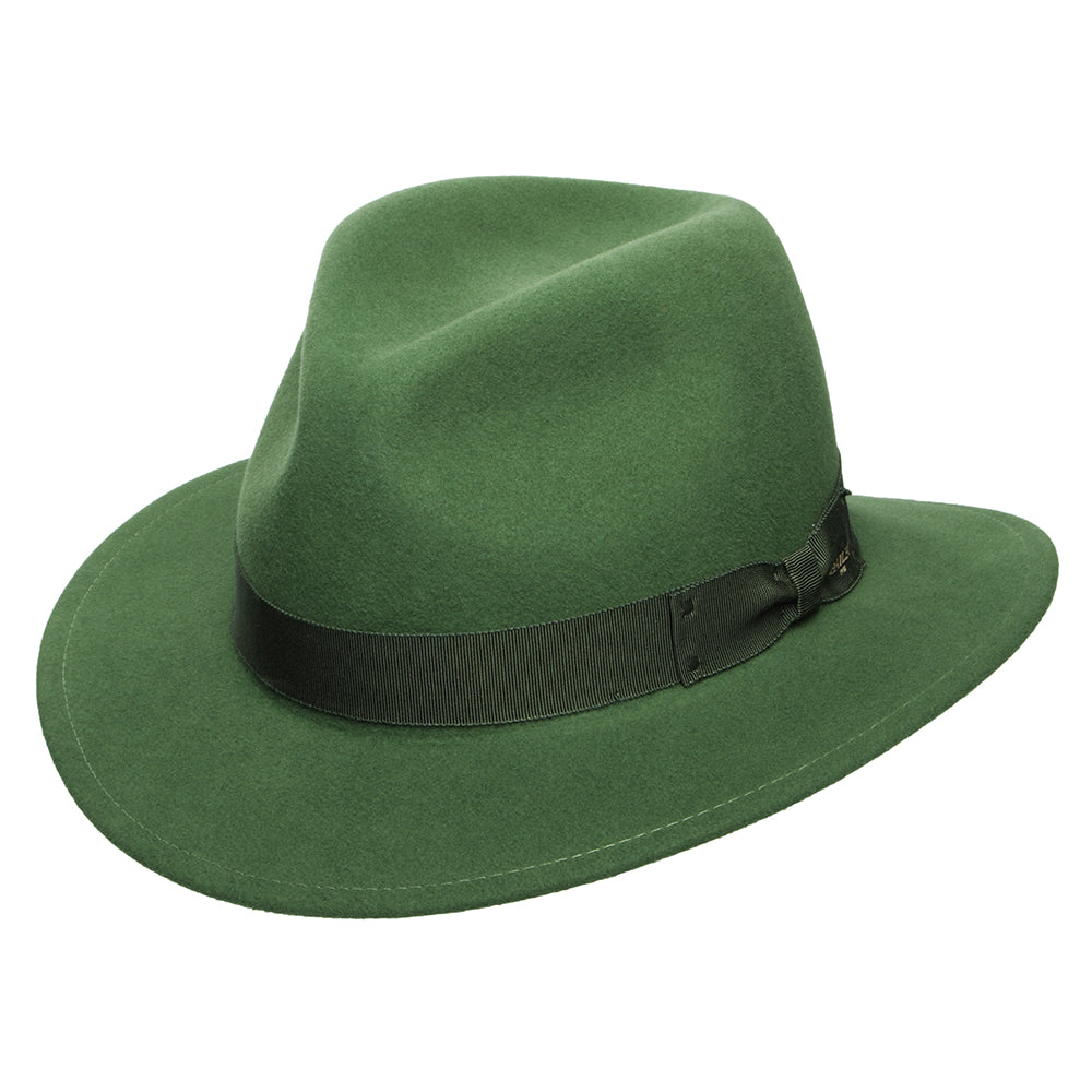 Bailey Curtis Knautschbarer Wasserabweisende Fedora Hut aus Wollfilz - Helles Waldgrün