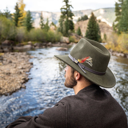 Scala Dakota Knautschbarer Wasserabweisend Outback Hut aus Wollfilz - Olivgrün