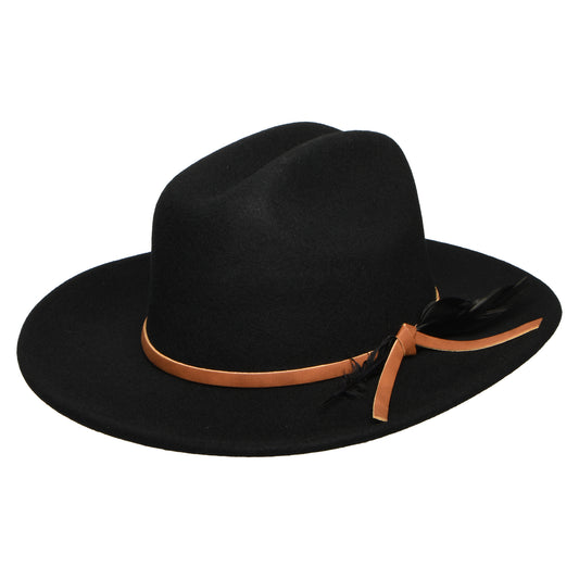 Scala Adan Cowboy Hut aus Wollfilz mit Feder - Schwarz