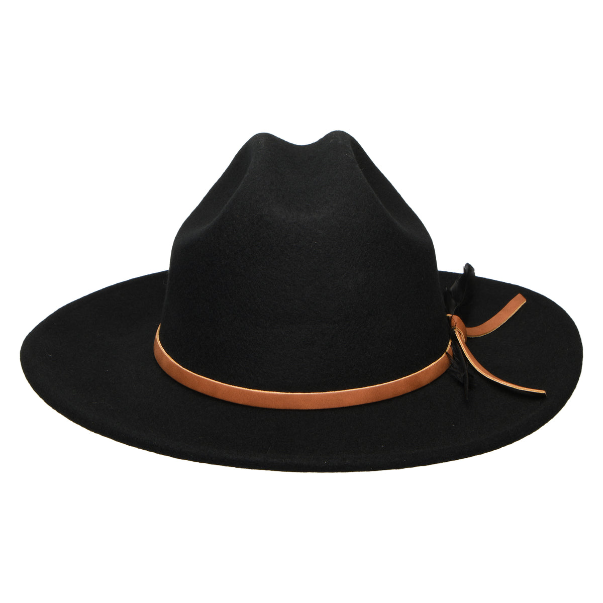 Scala Adan Cowboy Hut aus Wollfilz mit Feder - Schwarz