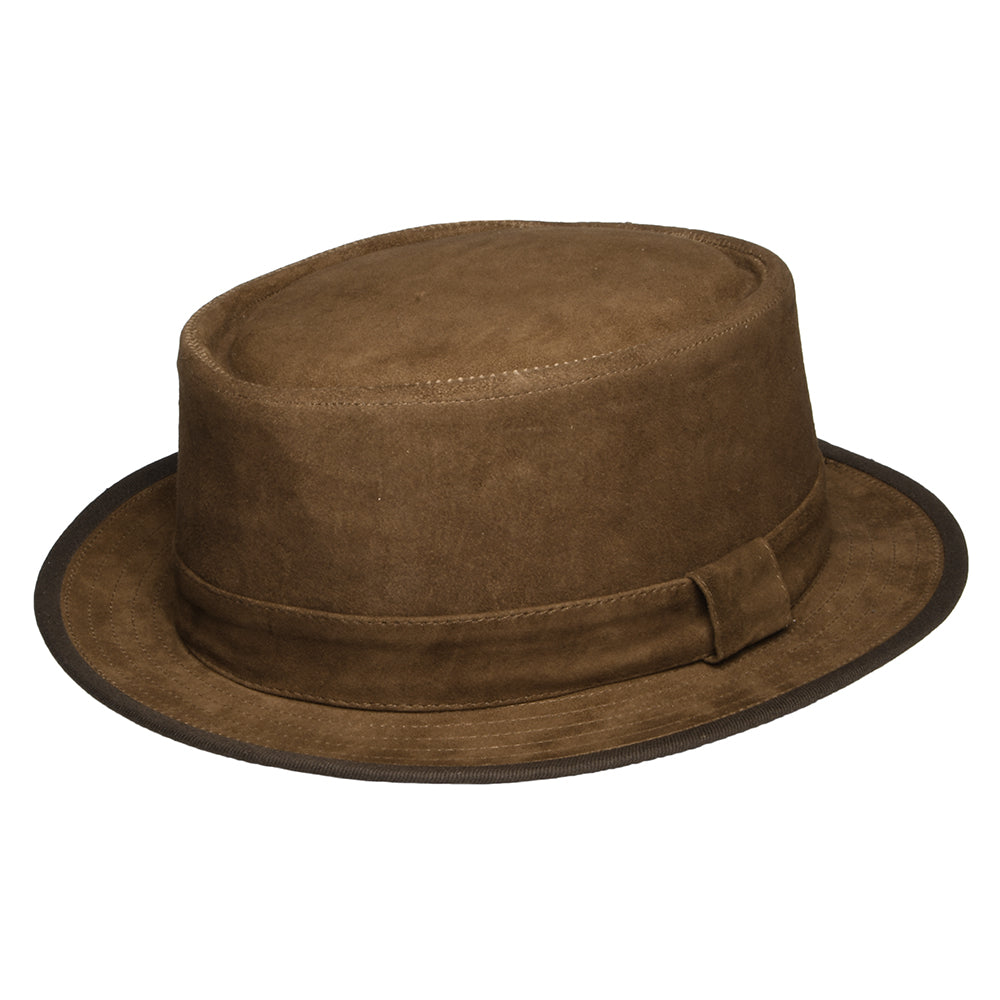 Denton Pork Pie Hut aus Suede - Hellbraun