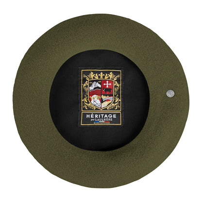 Laulhère authentische Baskenmütze aus Merinowolle - Olivgrün