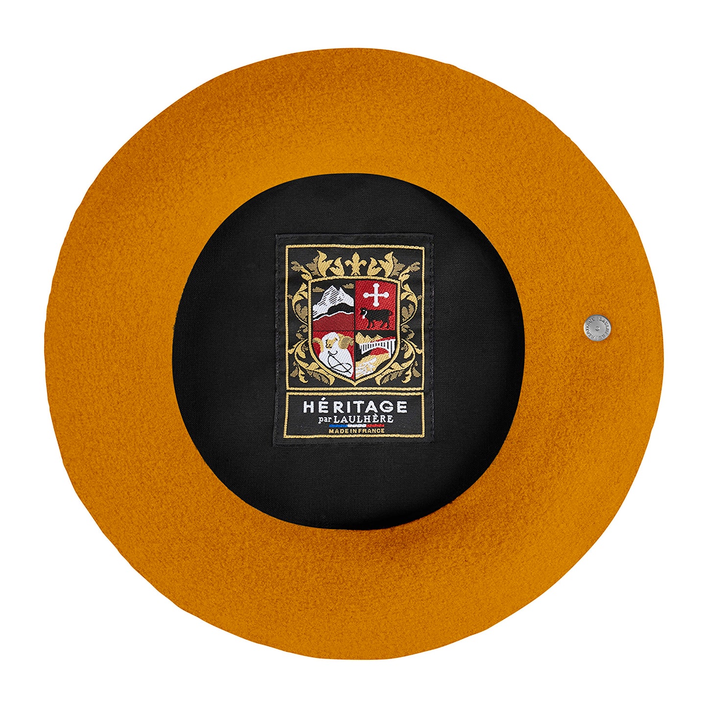 Laulhère authentische Baskenmütze aus Merinowolle - Senfgelb