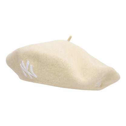 New Era Damen New York Yankees Baskenmütze aus Meltonwolle - Cremeweiß-Weiß