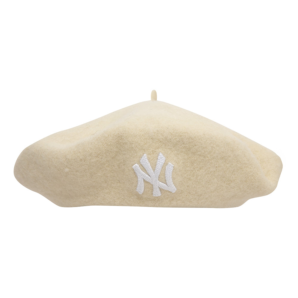 New Era Damen New York Yankees Baskenmütze aus Meltonwolle - Cremeweiß-Weiß