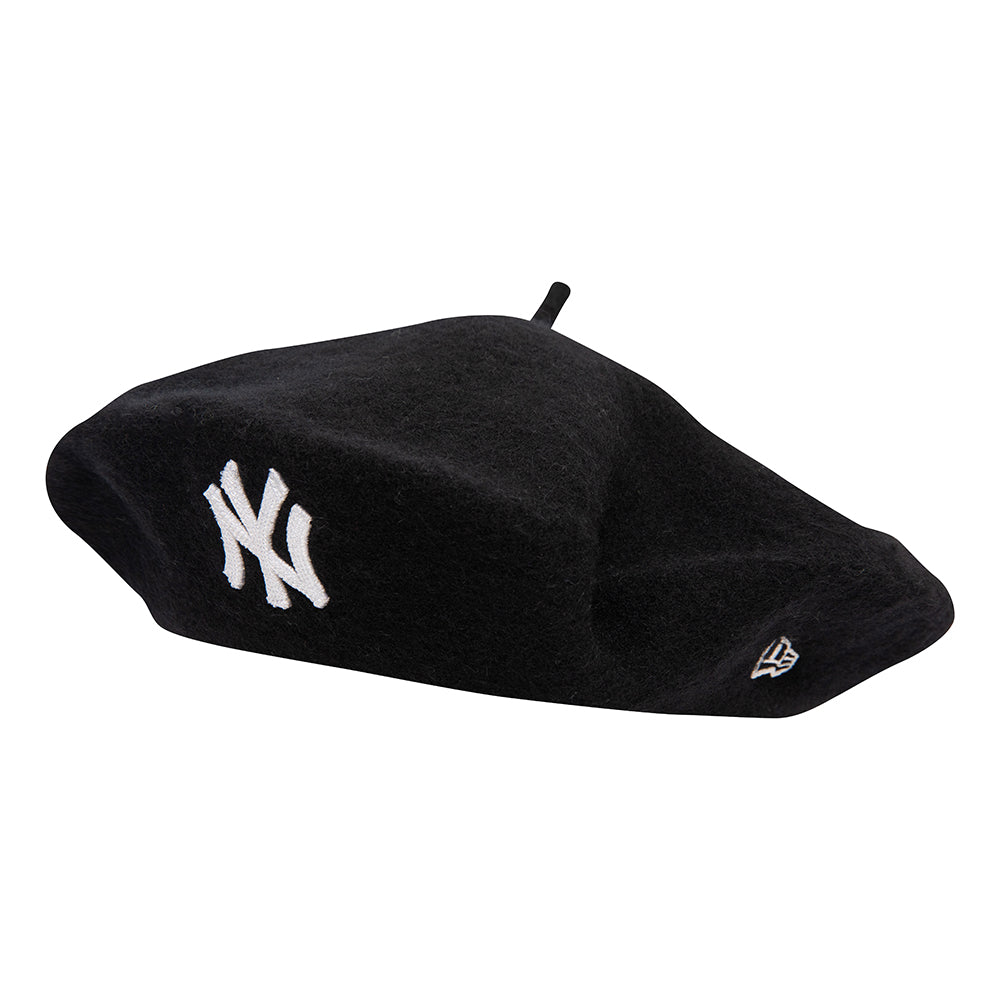 New Era Damen New York Yankees Baskenmütze aus Meltonwolle - Schwarz-Weiß