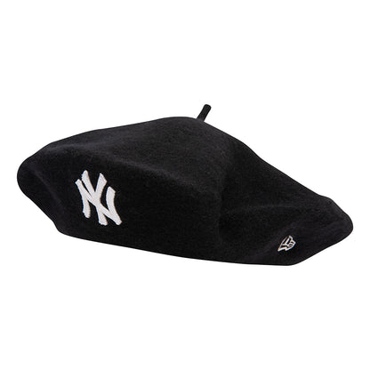 New Era Damen New York Yankees Baskenmütze aus Meltonwolle - Schwarz-Weiß