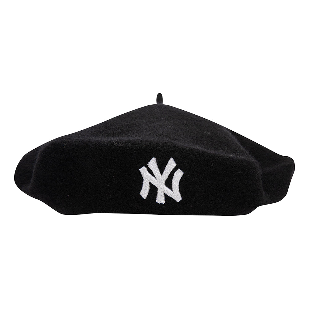 New Era Damen New York Yankees Baskenmütze aus Meltonwolle - Schwarz-Weiß