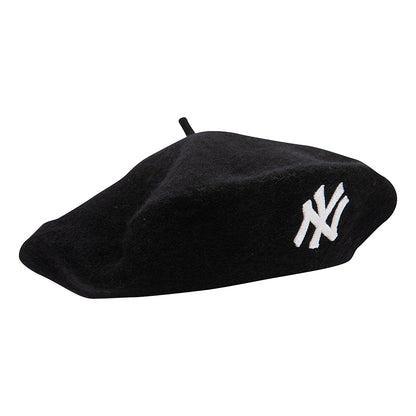 New Era Damen New York Yankees Baskenmütze aus Meltonwolle - Schwarz-Weiß