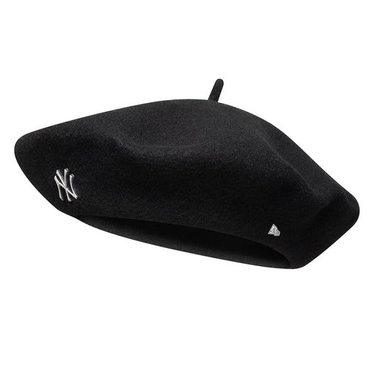 New Era Damen New York Yankees Baskenmütze aus Meltonwolle - Pin Badge - Schwarz