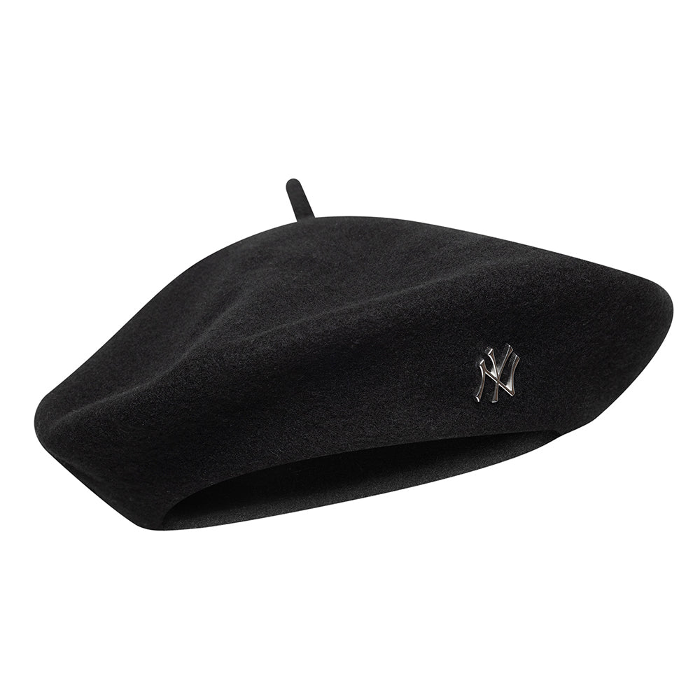 New Era Damen New York Yankees Baskenmütze aus Meltonwolle - Pin Badge - Schwarz