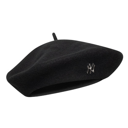 New Era Damen New York Yankees Baskenmütze aus Meltonwolle - Pin Badge - Schwarz