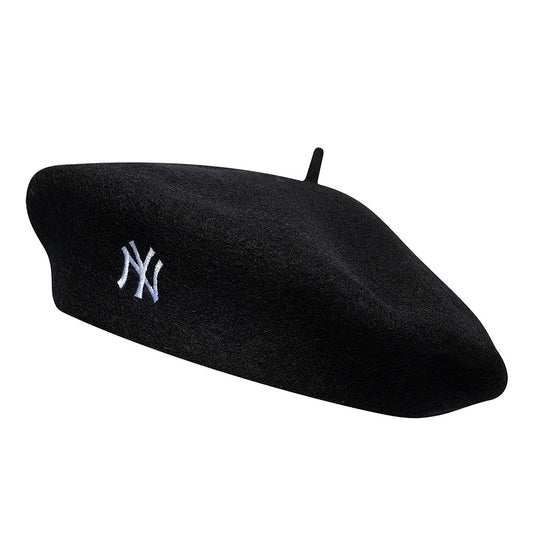 New Era New York Yankees Baskenmütze - Wool Script - Schwarz-Weiß