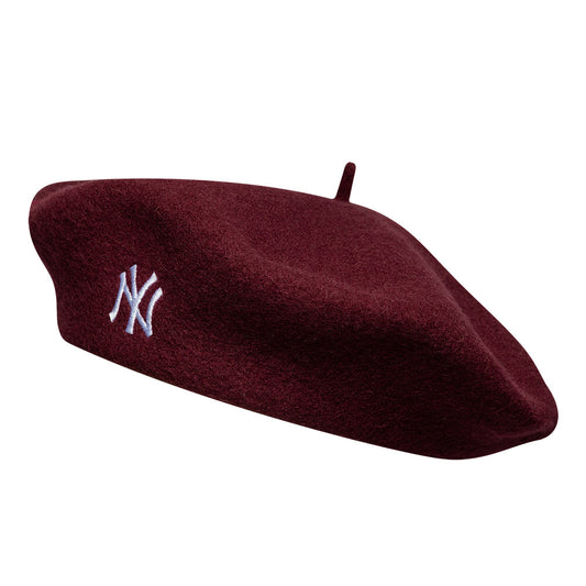 New Era New York Yankees Baskenmütze - Wool Script - Burgunderrot-Weiß