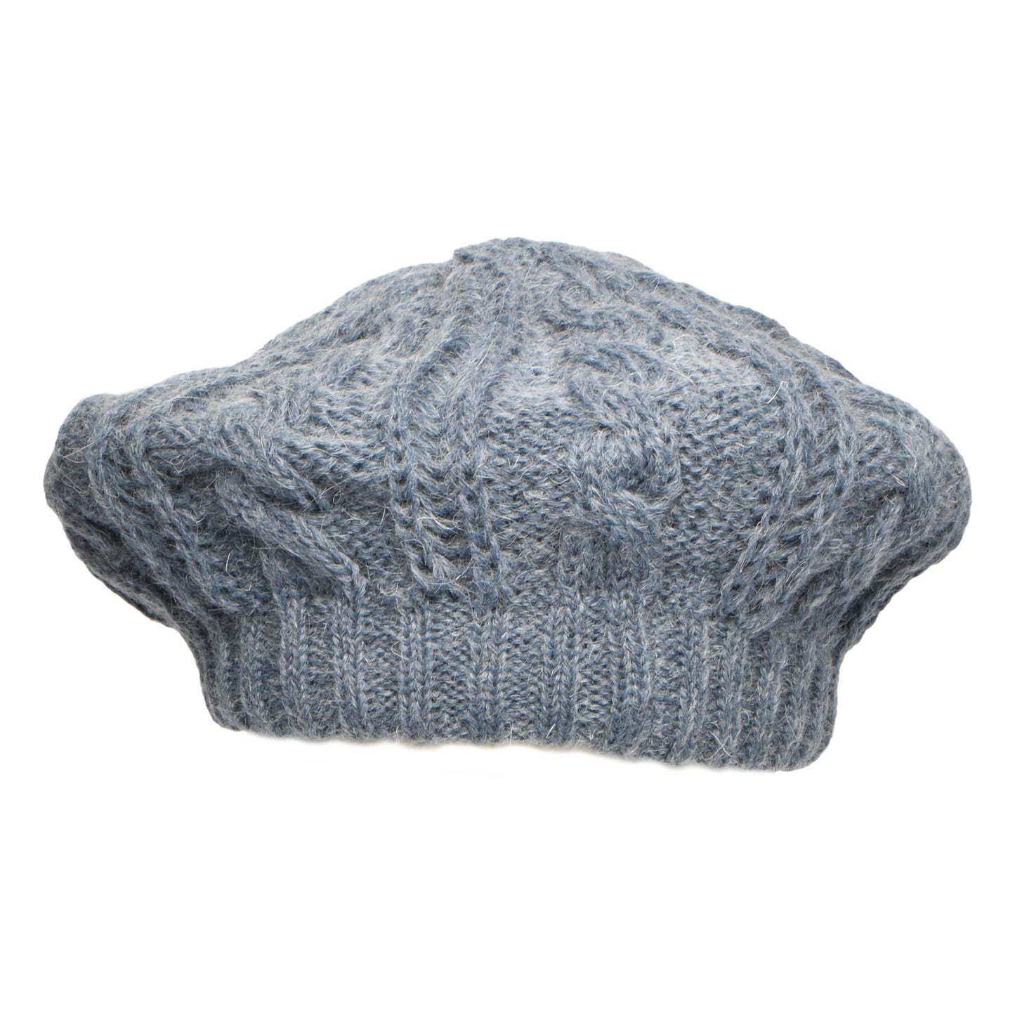 Whiteley Baskenmütze mit Zopfstrickmuster - Rauchblau