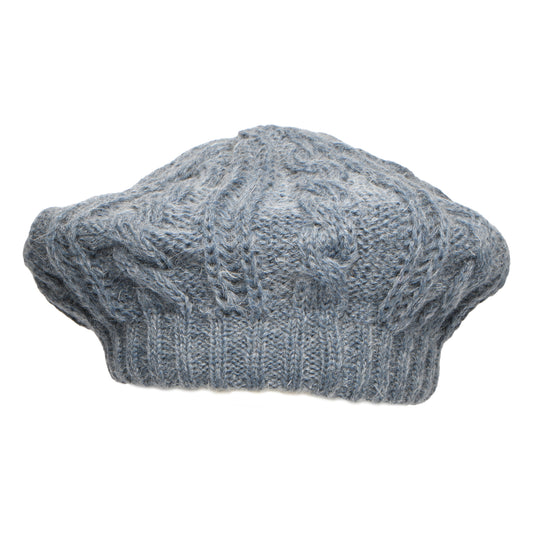 Whiteley Baskenmütze mit Zopfstrickmuster - Rauchblau