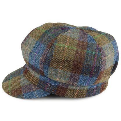 Failsworth Gabby HARRIS TWEED Bakerboy Ballonmütze - Blau-Grün