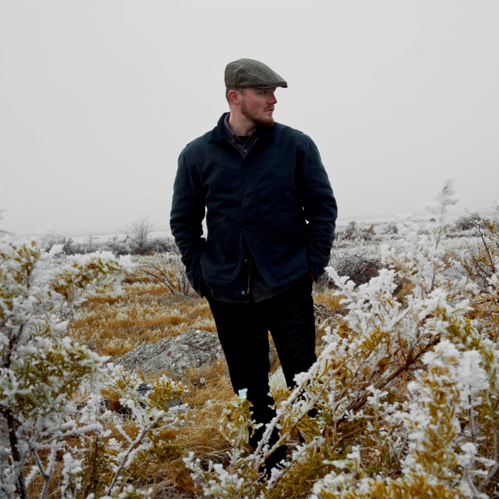 Jaxon & James Lundale HARRIS TWEED Schiebermütze mit Fischgrätmuster - Olivgrün-Braun