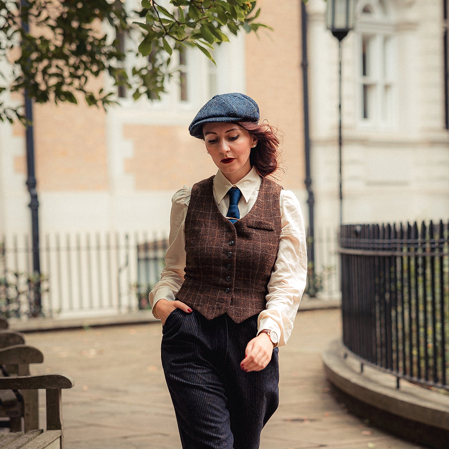 Jaxon & James Glenborin Donegal Tweed Ballonmütze Marl - Blau-Schwarz