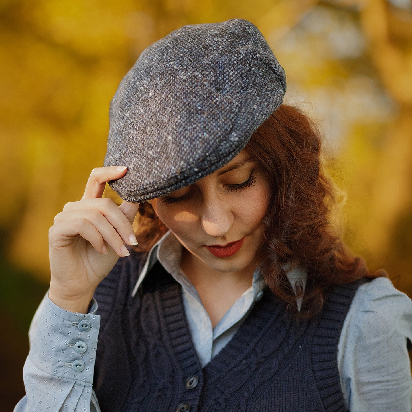 Jaxon & James Foyle Donegal Tweed Schiebermütze Marl - Blau-Schwarz