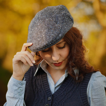 Jaxon & James Foyle Donegal Tweed Schiebermütze Marl - Blau-Schwarz