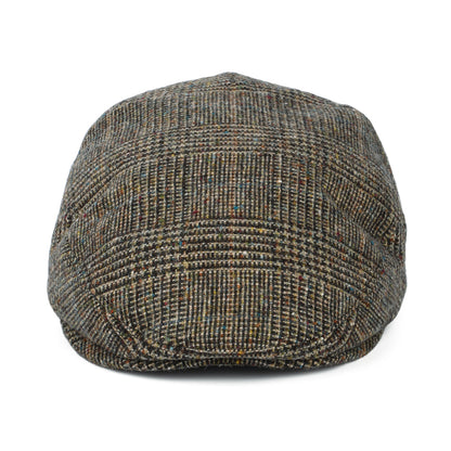 City Sport Donegal Tweed Schiebermütze mit Prince of Wales Karomuster - Olivgrün
