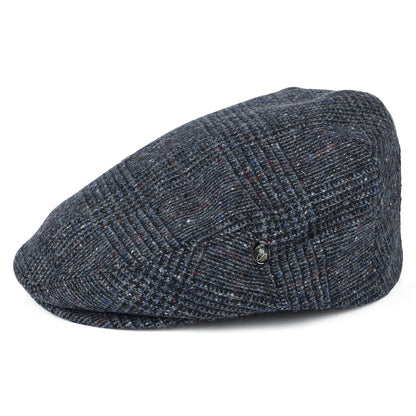 City Sport Donegal Tweed Schiebermütze mit Prince of Wales Karomuster - Blau