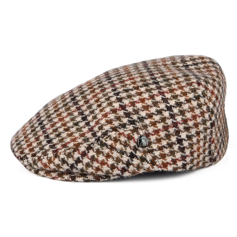 City Sport HARRIS TWEED Schiebermütze Houndstooth - Cremefarben-Olivgrün-Braun