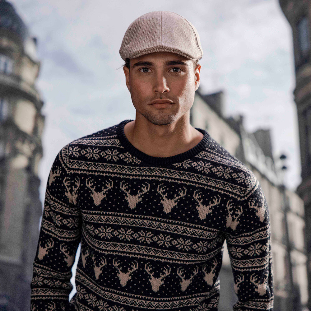 Barts Mr. Mitchell Duckbill Schiebermütze mit Fischgrätmuster - Sand