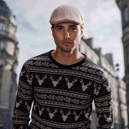 Barts Mr. Mitchell Duckbill Schiebermütze mit Fischgrätmuster - Sand