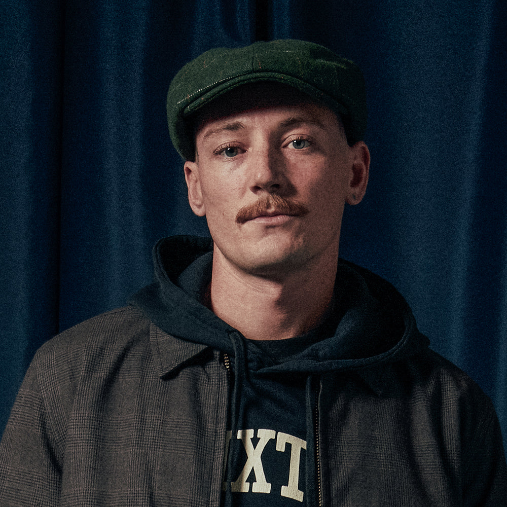 Brixton Brood II Ballonmütze Fensterscheiben-Fischgrätmuster - Moosgrün-Orange