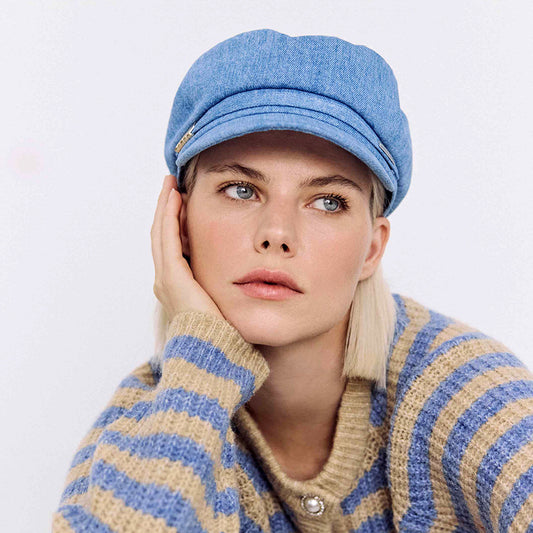 Seeberger Denim Bakerboy Ballonmütze - Blau