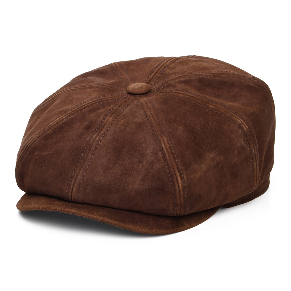 Stetson Hatteras Ballonmütze Distressed aus Leder - Cognac