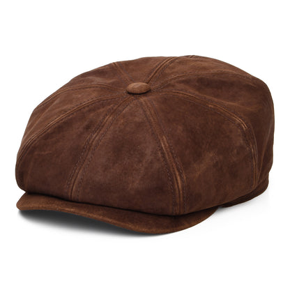 Stetson Hatteras Ballonmütze Distressed aus Leder - Cognac