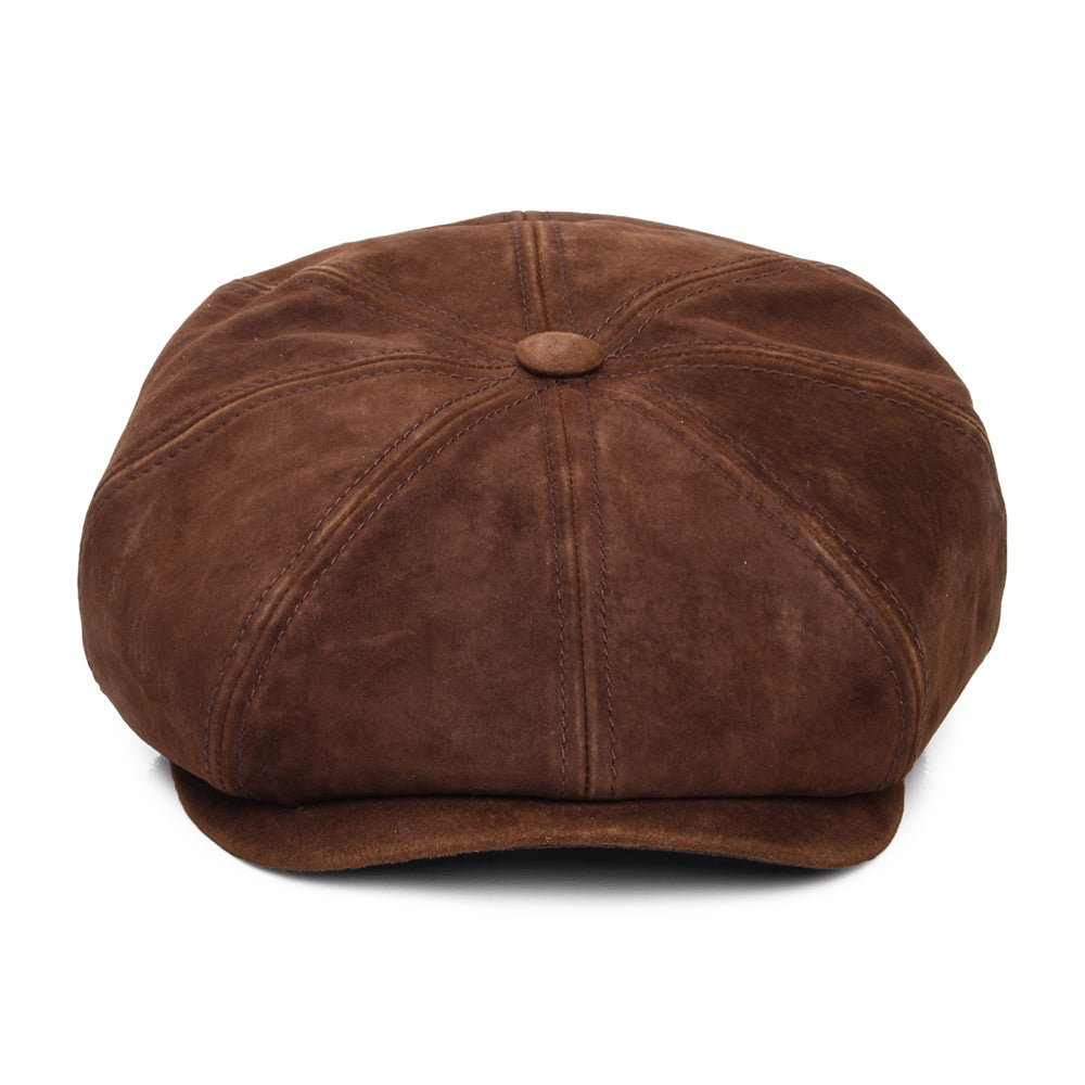 Stetson Hatteras Ballonmütze Distressed aus Leder - Cognac