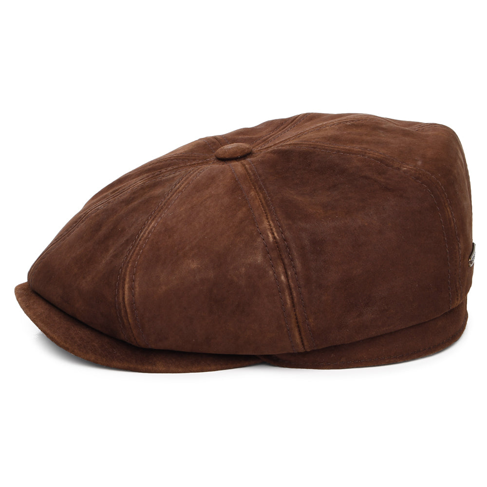 Stetson Hatteras Ballonmütze Distressed aus Leder - Cognac