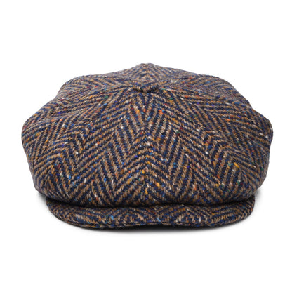 City Sport Donegal Tweed Ballonmütze mit Fischgrätmuster - Blau-Taupe