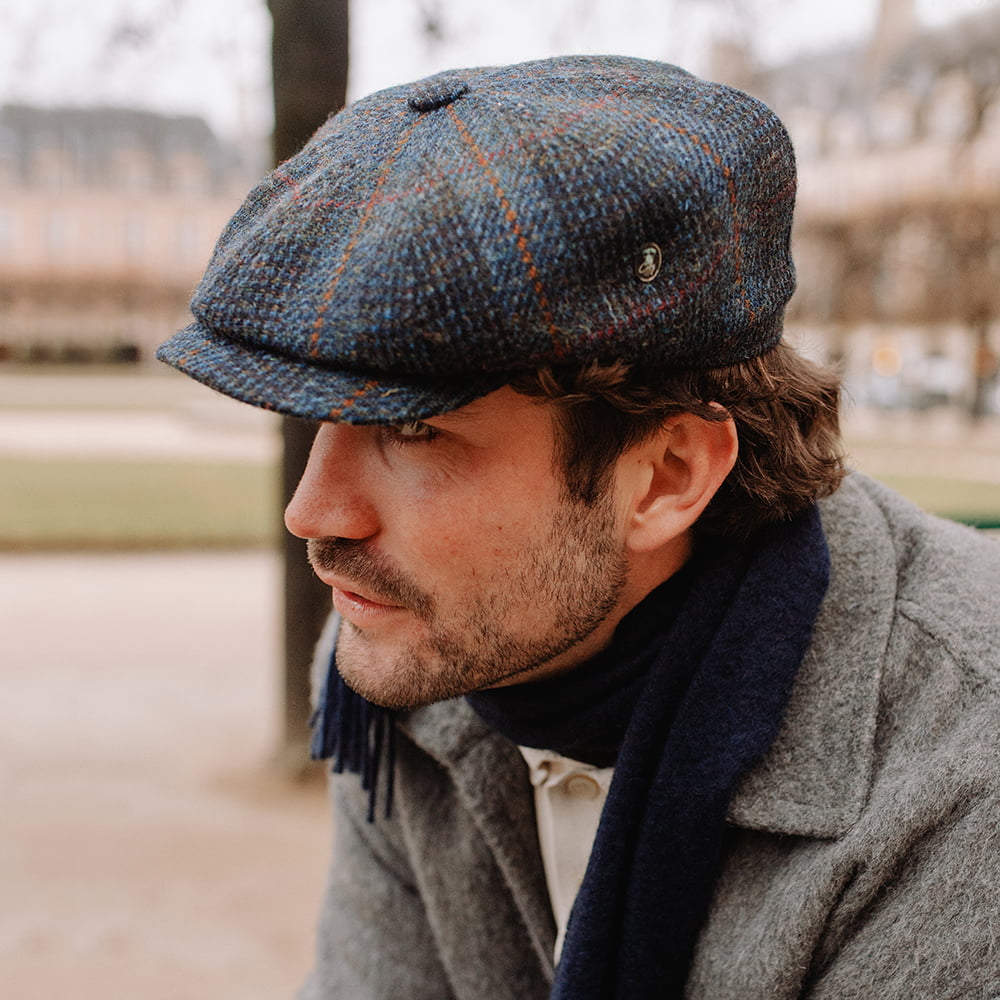 City Sport Le Curieux HARRIS TWEED Ballonmütze - Marineblau-Rostrot