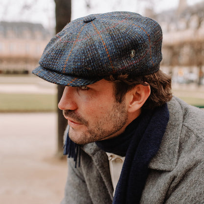 City Sport Le Curieux HARRIS TWEED Ballonmütze - Marineblau-Rostrot